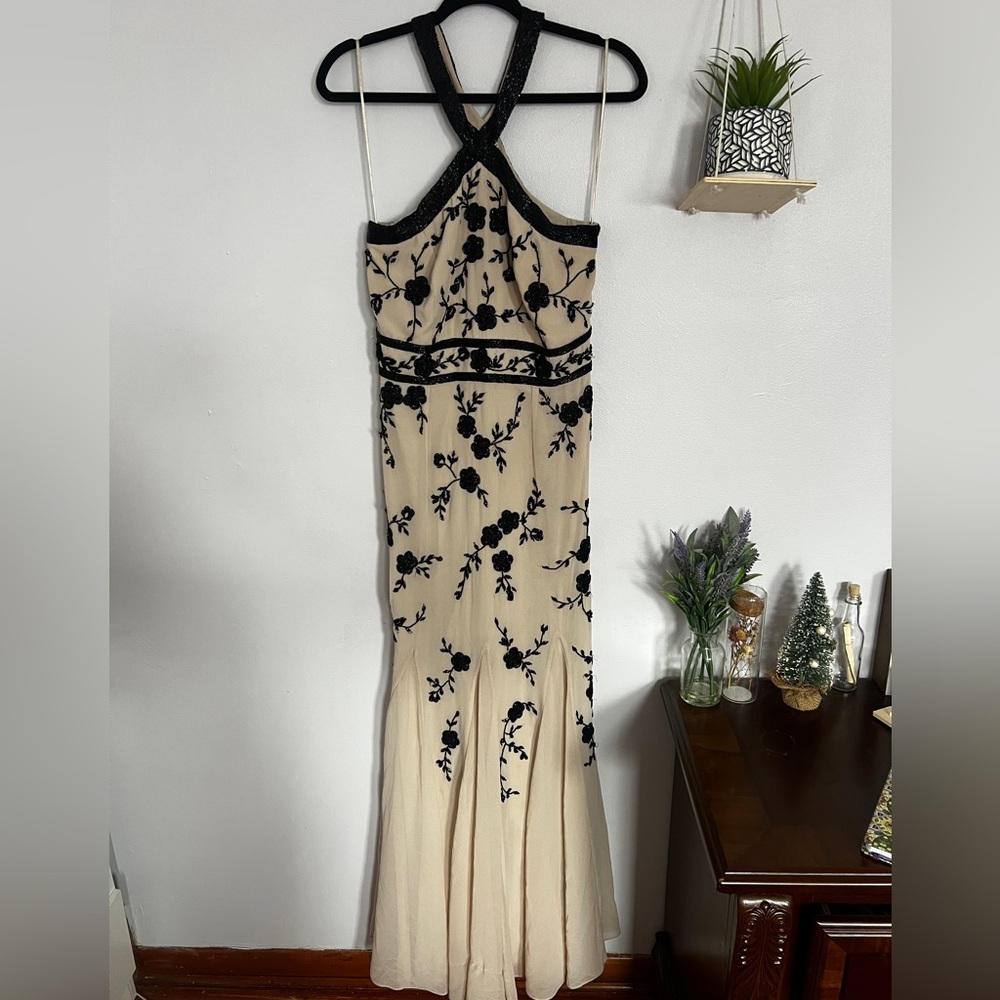 Monsoon Black Floral Backless Dress